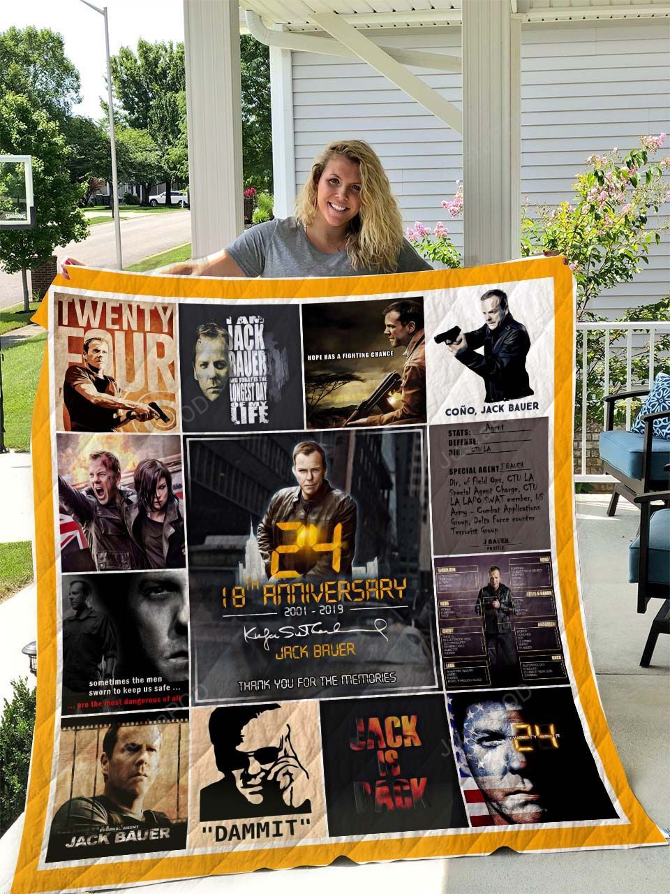 24 18th Anniversary 2001-2019 Jack Bauer Kiefer Sutherland Thank You For The Memories Signature Quilt Blanket