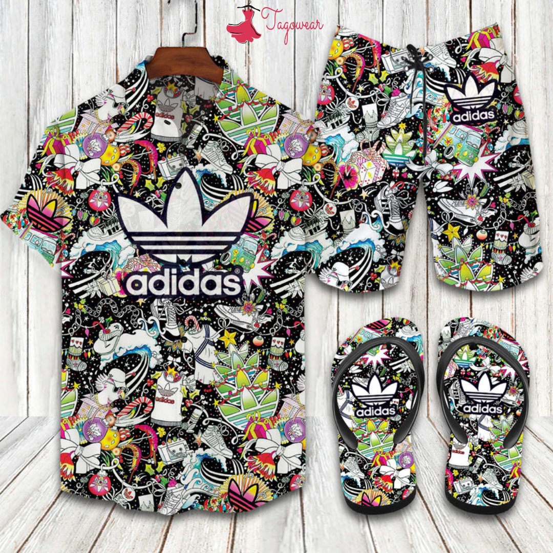 Adidas 2022 Flip Flops And Combo Hawaiian Shirt, Beach Shorts Luxury Summer Clothes Style #433