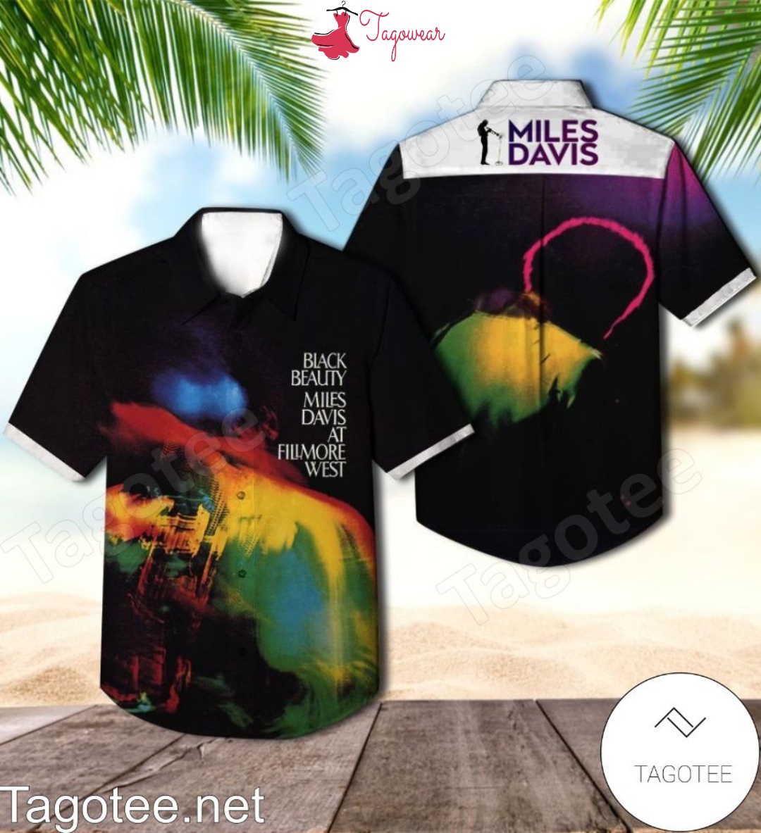 Black Beauty Miles Davis At Fillmore West Album Cover Black Hawaiian Shirt