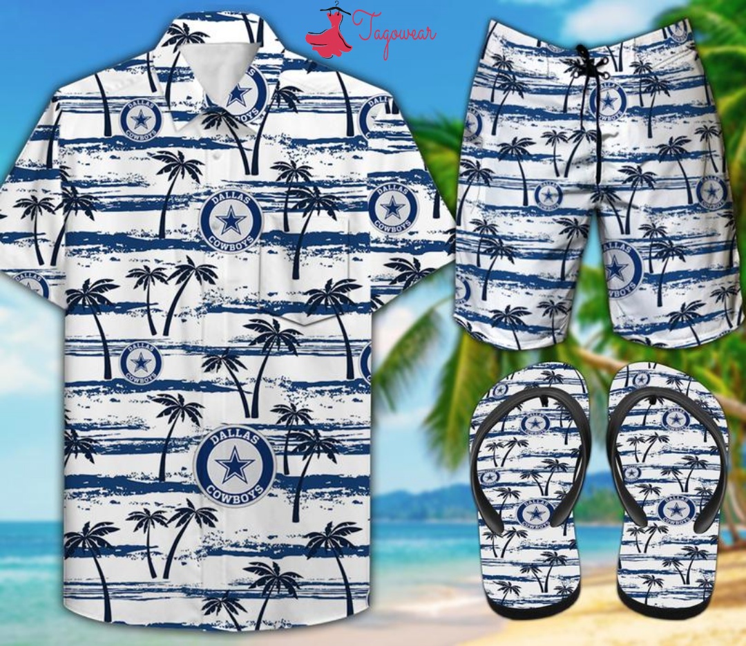 Dallas Cowboys Combo Hawaiian Shirt, Beach Shorts Flip Flops Luxury Summer Clothes Style #250
