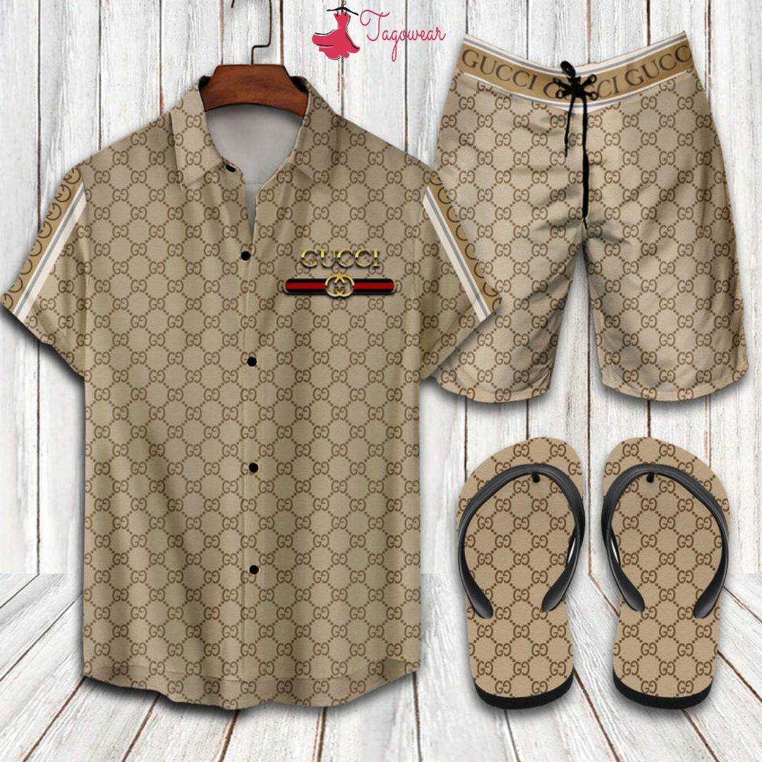Gucci 2022 Flip Flops And Combo Hawaiian Shirt, Beach Shorts Luxury Summer Clothes Style #220