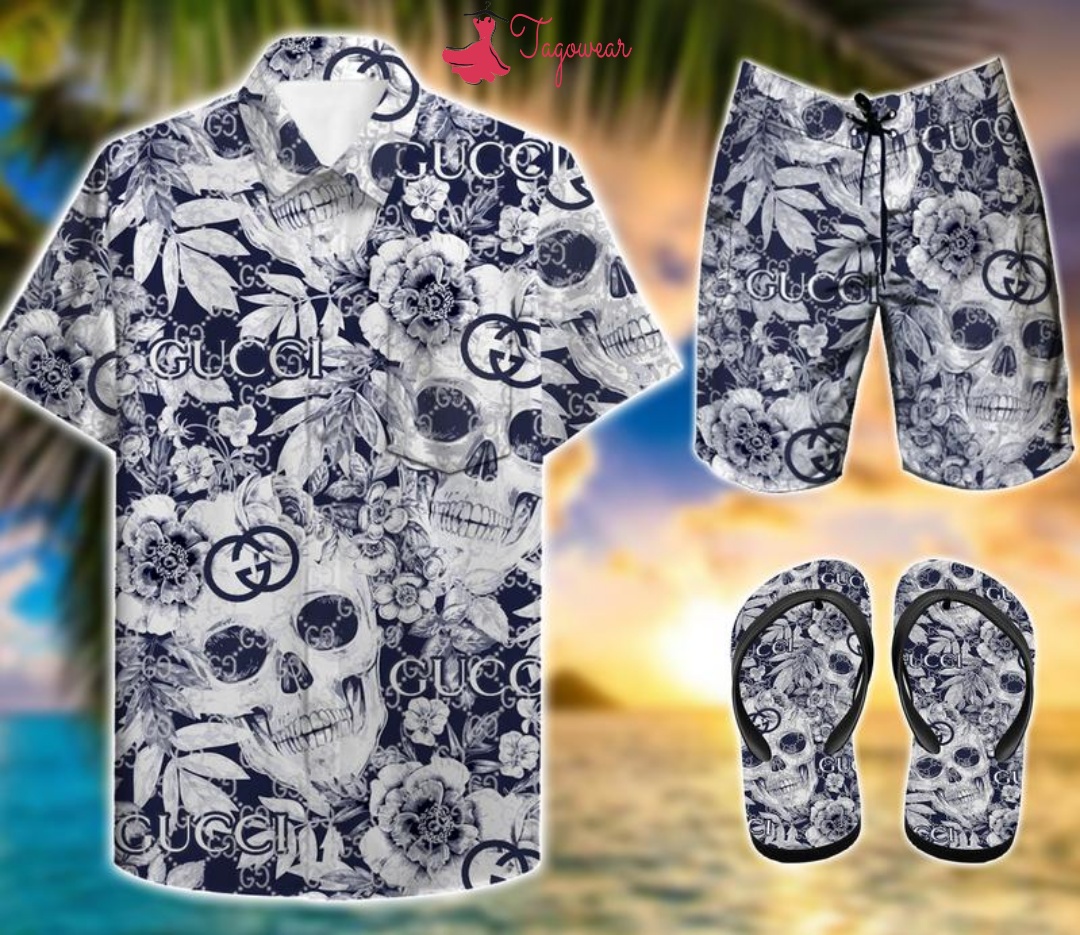 Gucci Combo Hawaiian Shirt, Beach Shorts Flip Flops Luxury Summer Clothes Style #249