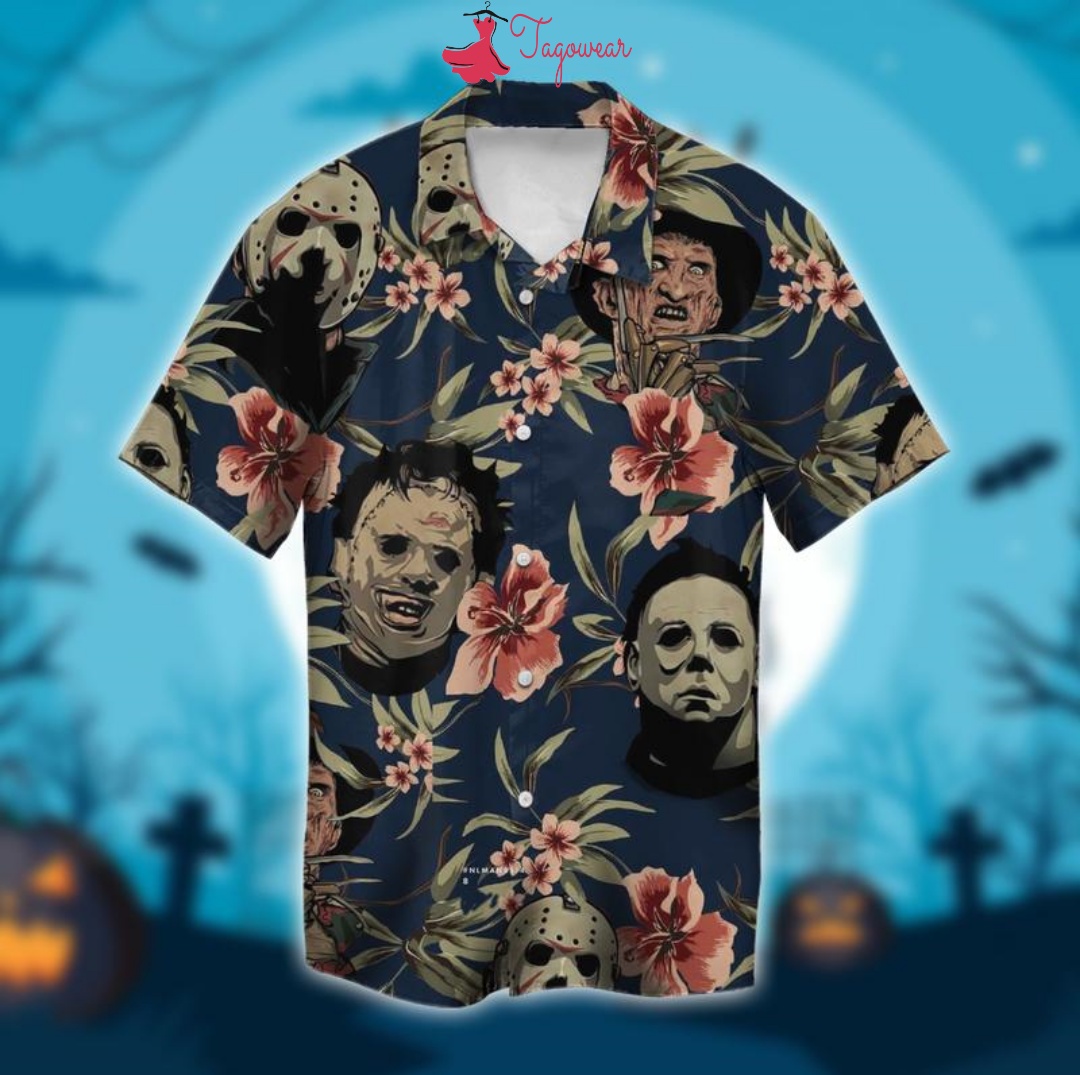 Halloween Michael Myers Jason Voorhees Freddy Krueger Leatherface Combo Hawaiian Shirt, Beach Shorts Luxury Summer Clothes Style #258
