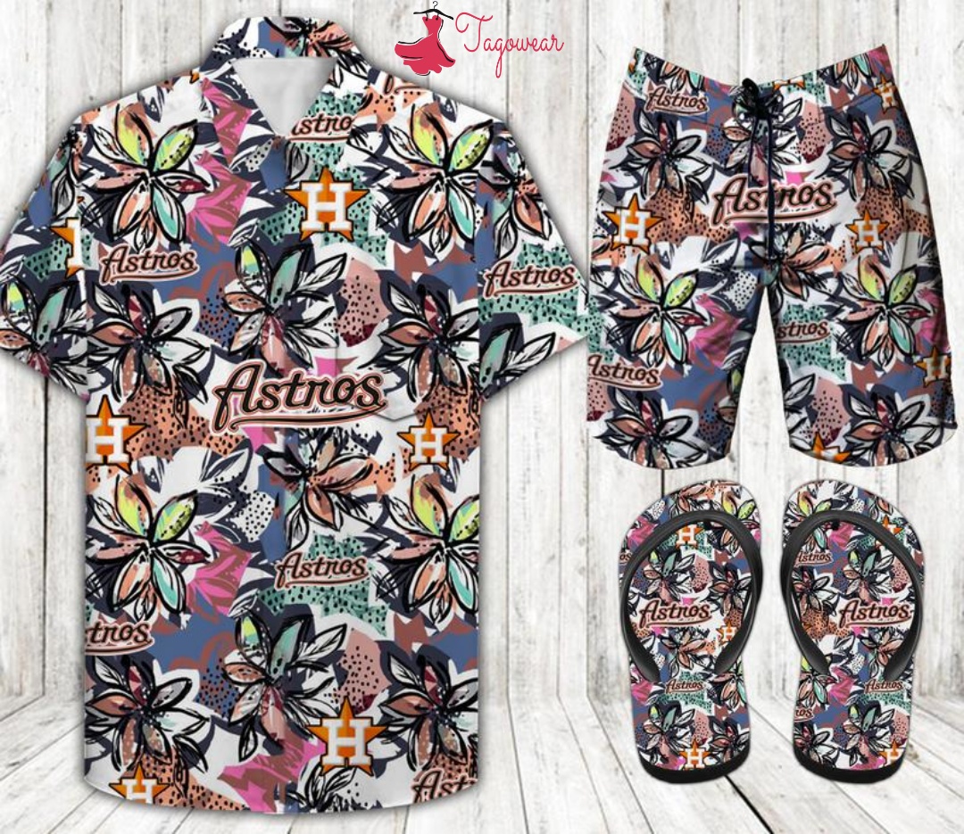 Houston Astros Combo Hawaiian Shirt, Beach Shorts Flip Flops Luxury Summer Clothes Style #308