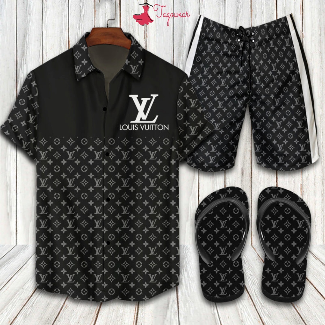 Louis Vuitton 2022 Flip Flops And Combo Hawaiian Shirt, Beach Shorts Luxury Summer Clothes Style #184