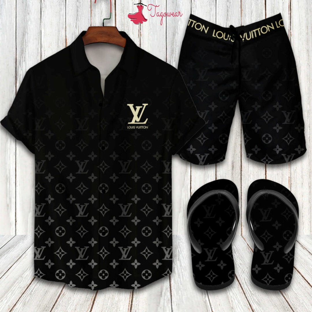 Louis Vuitton 2022 Flip Flops And Combo Hawaiian Shirt, Beach Shorts Luxury Summer Clothes Style #212