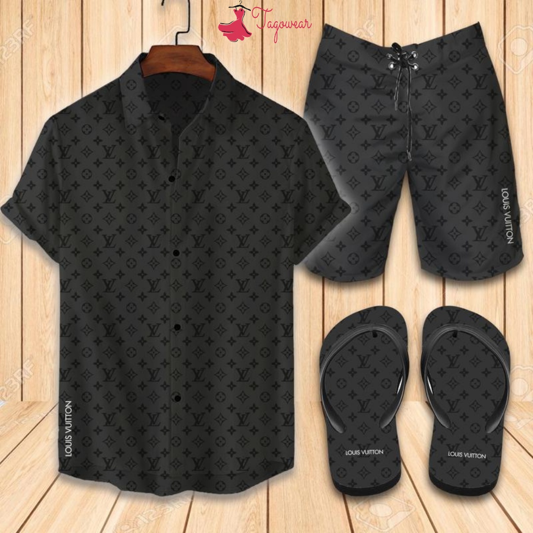 Louis Vuitton Flip Flops And Combo Hawaiian Shirt, Beach Shorts Luxury Summer Clothes Style #119