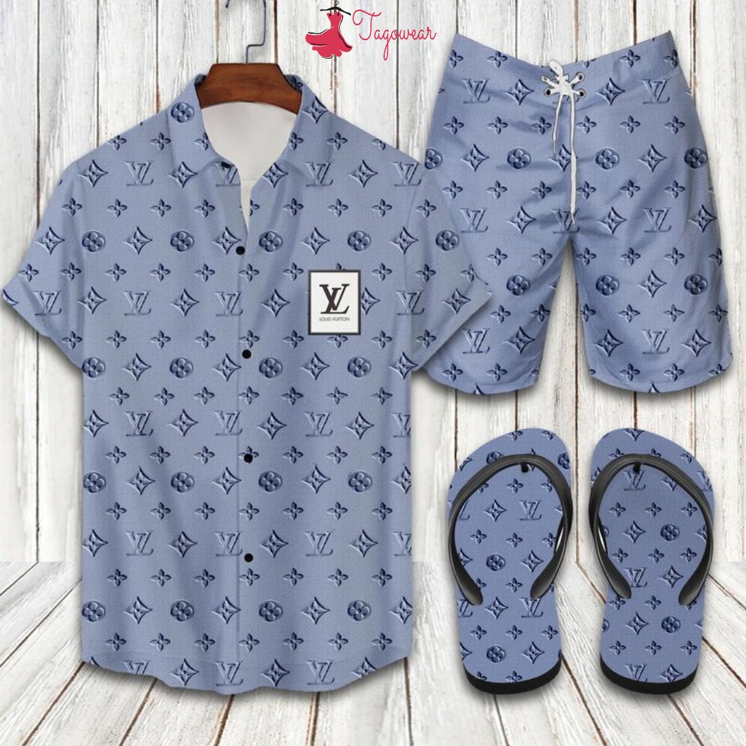 Louis Vuitton Flip Flops And Combo Hawaiian Shirt, Beach Shorts Luxury Summer Clothes Style #167