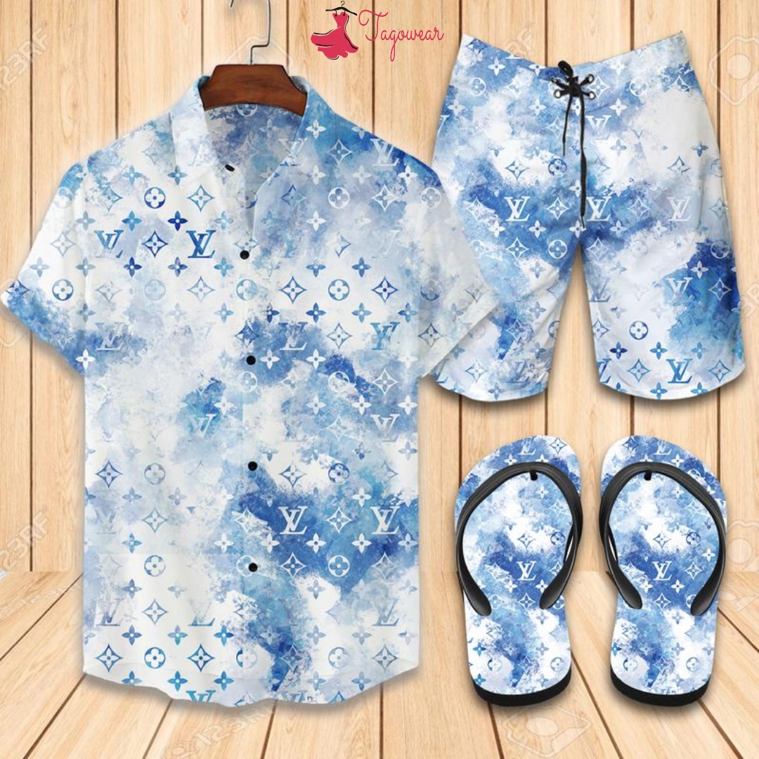 Louis Vuitton Flip Flops And Combo Hawaiian Shirt, Beach Shorts Luxury Summer Clothes Style #179