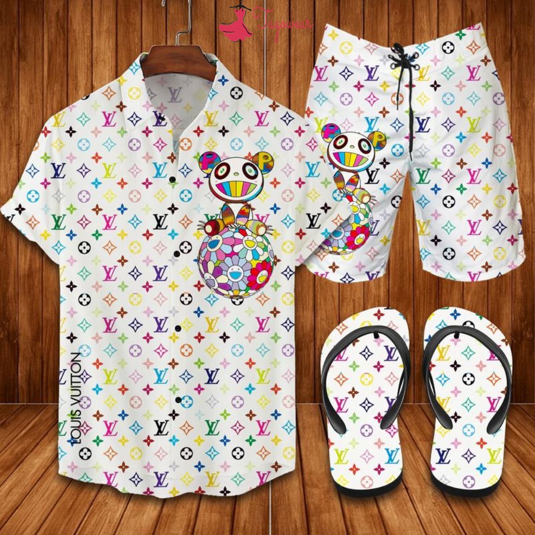 Louis Vuitton Flip Flops And Combo Hawaiian Shirt, Beach Shorts Luxury Summer Clothes Style #276