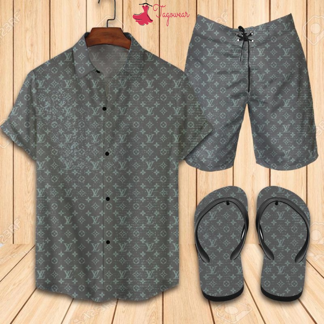 Louis Vuitton Flip Flops And Combo Hawaiian Shirt, Beach Shorts Luxury Summer Clothes Style #292