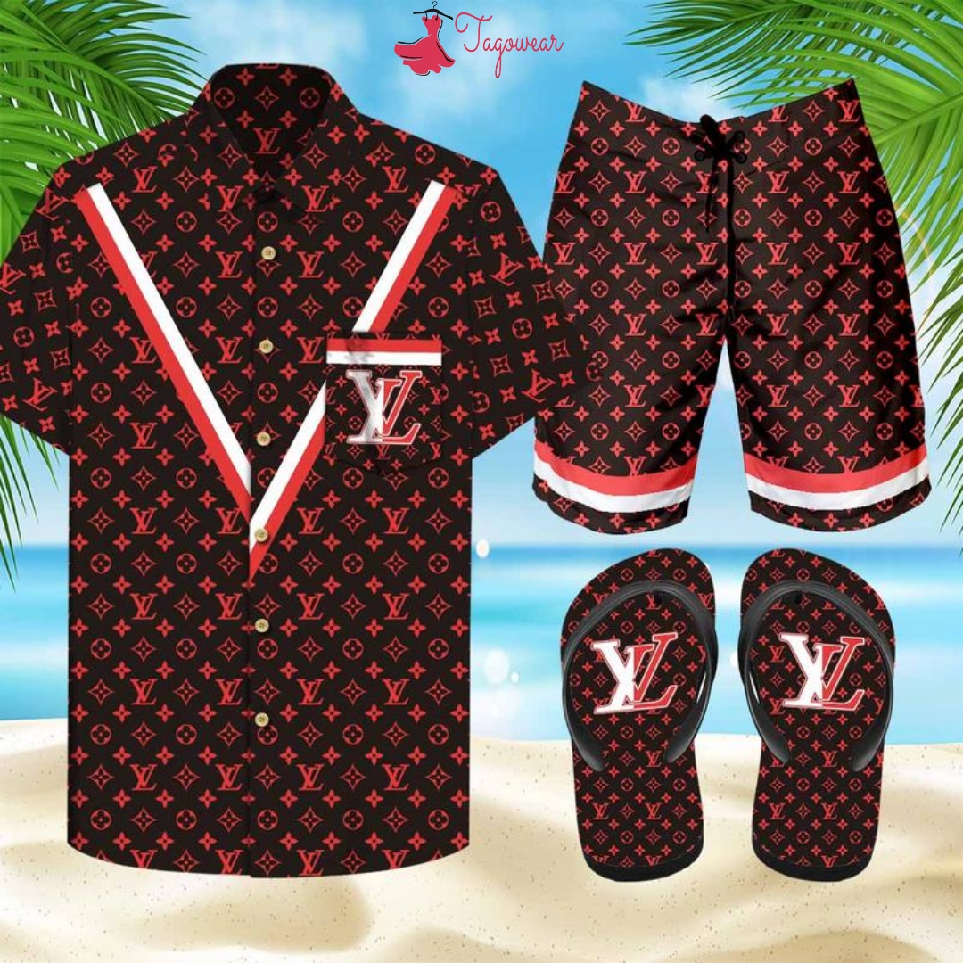Louis Vuitton Flip Flops Combo Hawaiian Shirt, Beach Shorts Luxury Summer Clothes Style #142