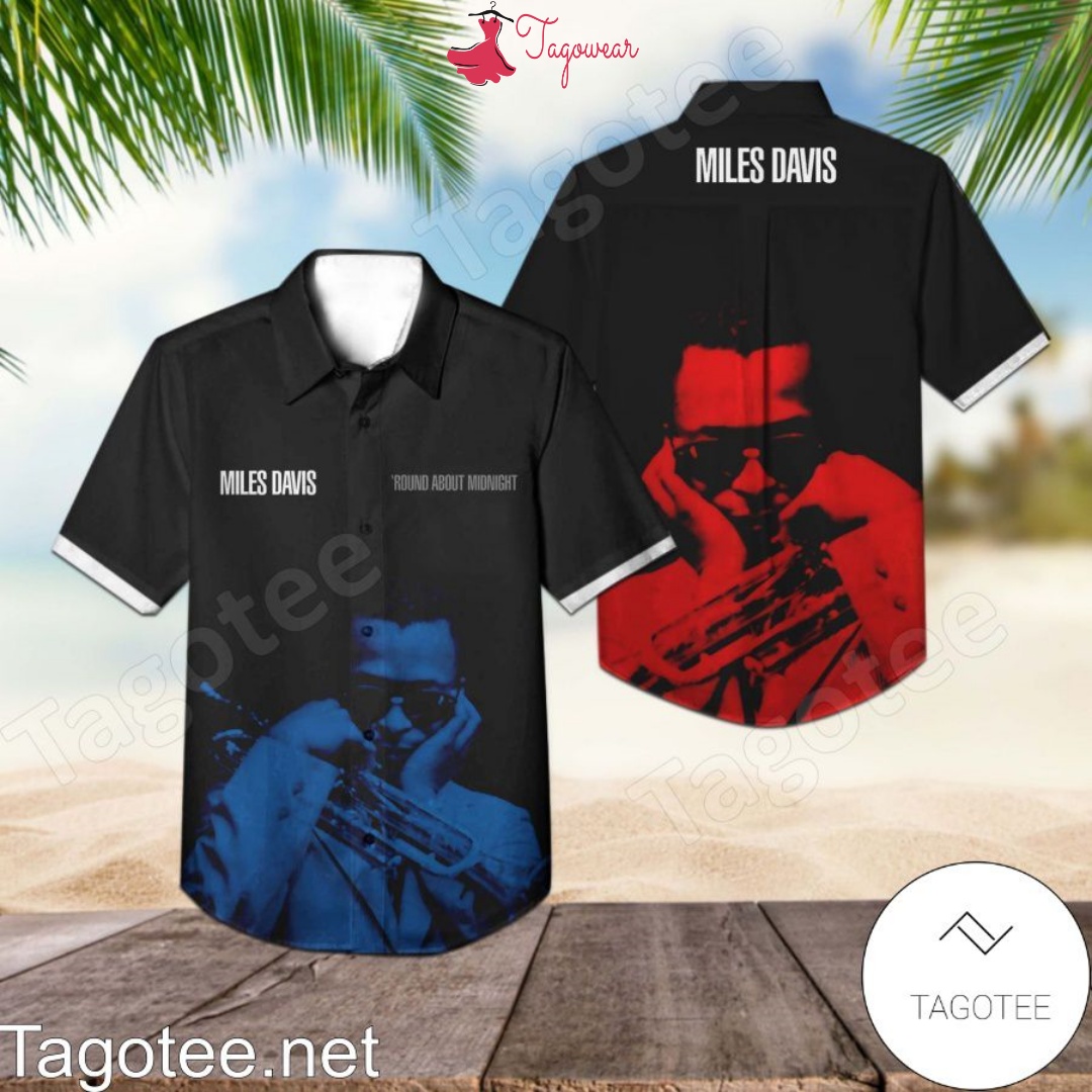 Miles Davis ’round About Midnight Album Cover Blue Red Hawaiian Shirt
