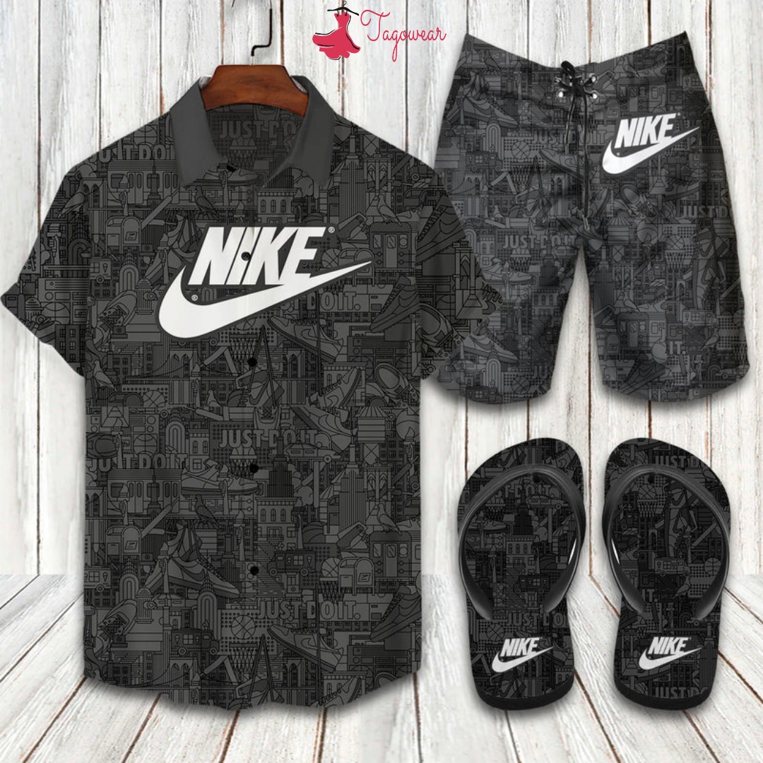 Nike 2022 Flip Flops And Combo Hawaiian Shirt, Beach Shorts Luxury Summer Clothes Style #355