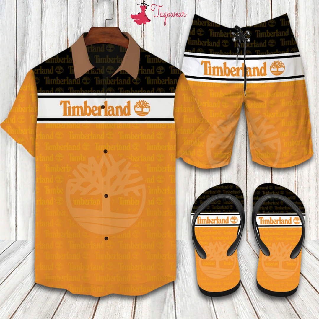 Timberland 2022 Flip Flops And Combo Hawaiian Shirt, Beach Shorts Luxury Summer Clothes Style #365