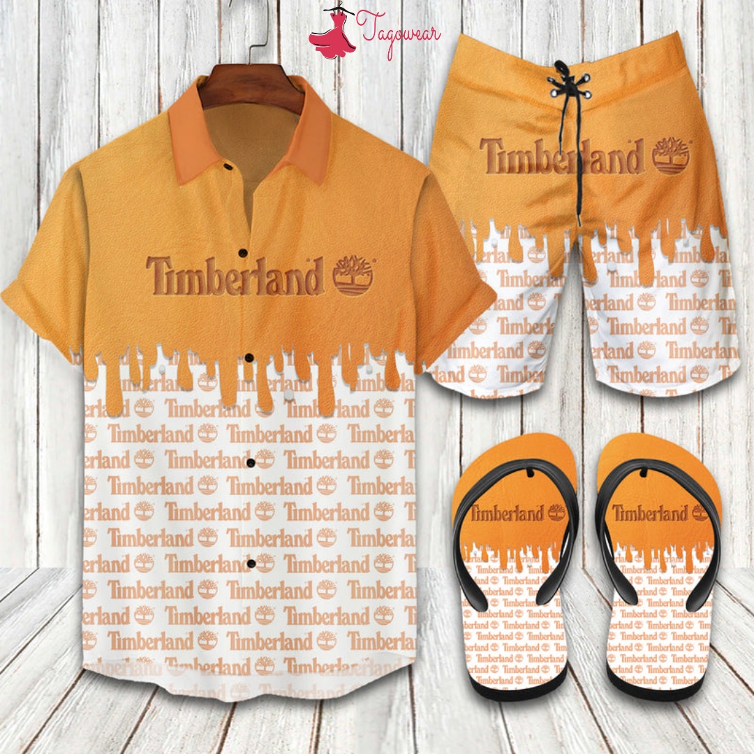 Timberland 2022 Flip Flops And Combo Hawaiian Shirt, Beach Shorts Luxury Summer Clothes Style #434