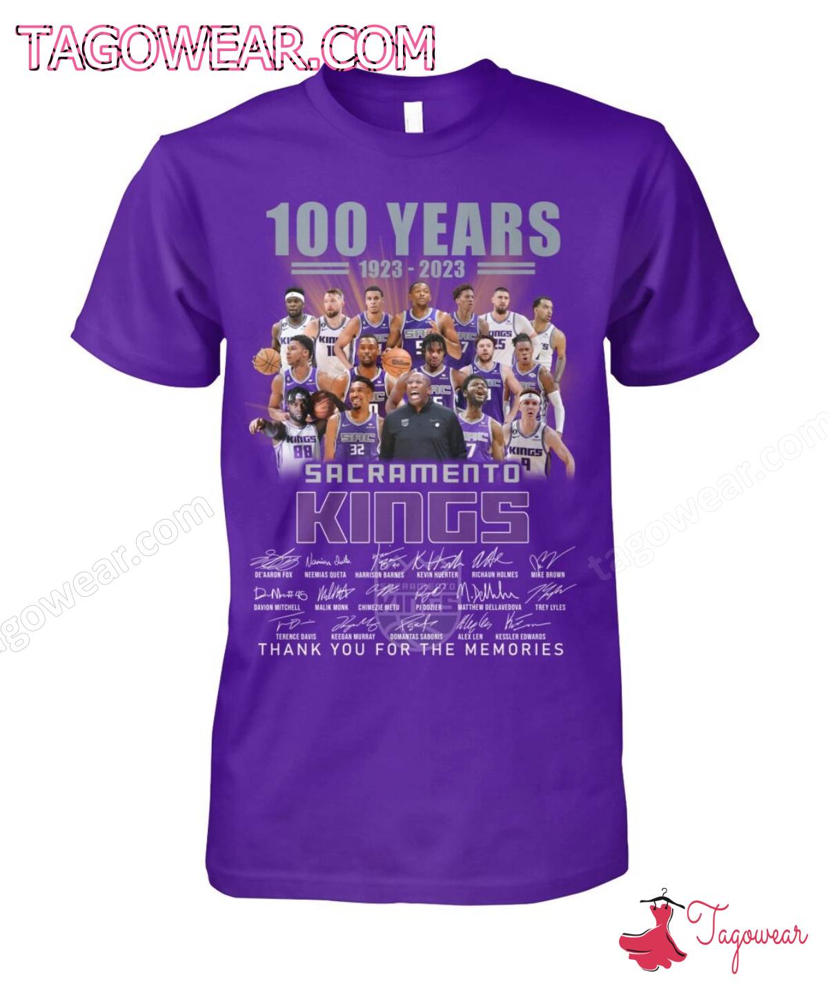 100 Years 1923-2023 Sacramento Kings Signatures Thank You For The Memories Shirt, Tank Top