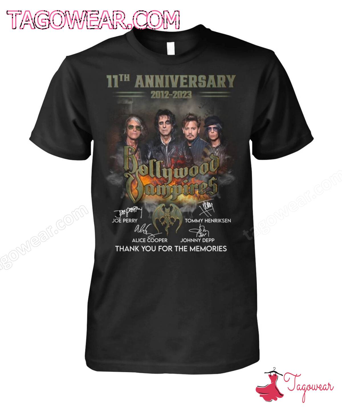 11th Anniversary 2012-2023 Hollywood Vampires Signatures Thank You For The Memories Shirt, Tank Top