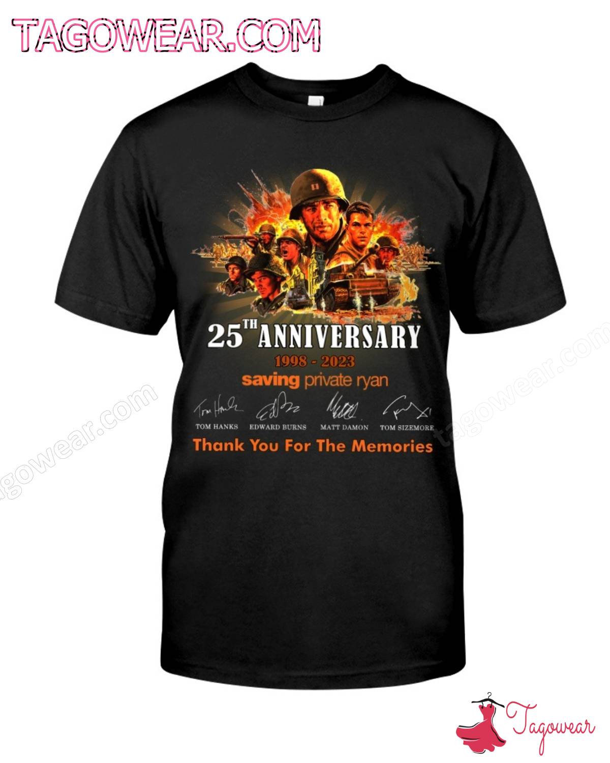 25th Anniversary 1998-2023 Saving Private Ryan Signatures Thank You For The Memories Shirt a