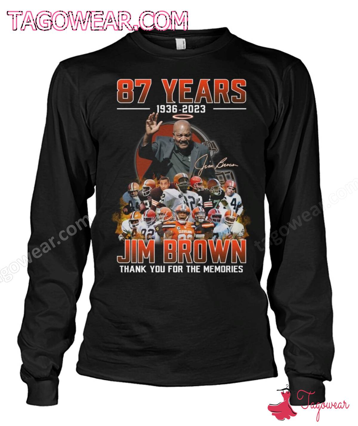 87 Years 1936-2023 Jim Brown Thank You For The Memories Shirt a