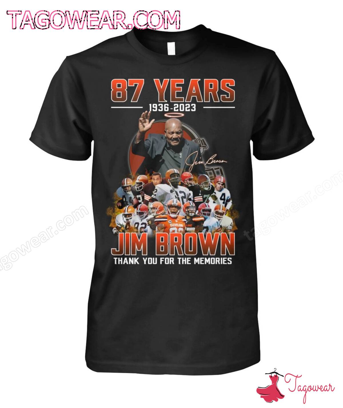 87 Years 1936-2023 Jim Brown Thank You For The Memories Shirt