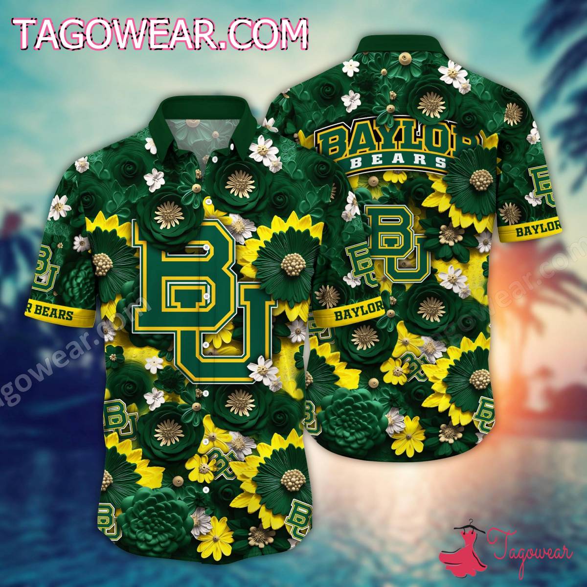 Baylor Bears Football Flower Hawaiian Shirt