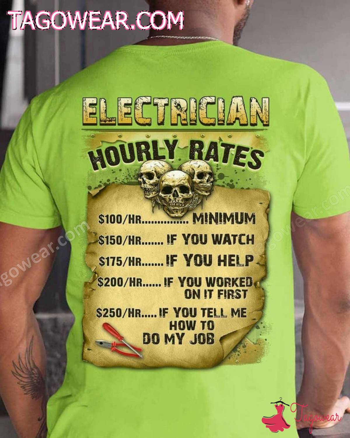 Electrician Hourly Rates Skull Shirt