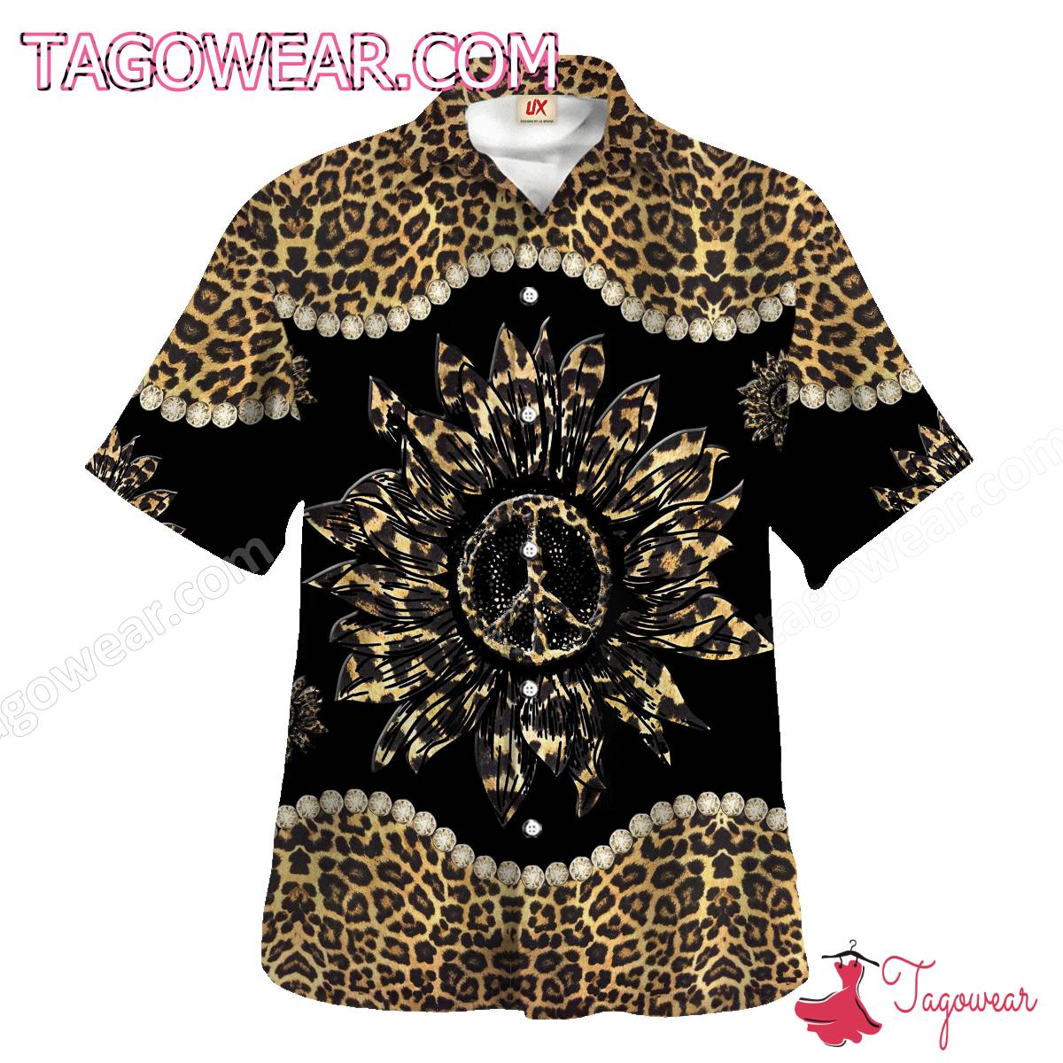 Hippie Sunflower Leopard Hawaiian Shirt
