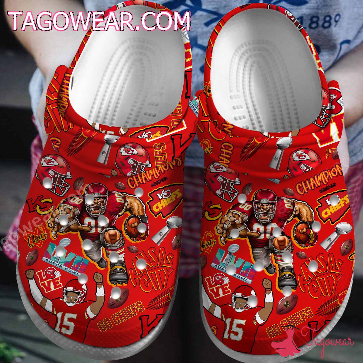 Kansas City Chiefs Mascot Lvii Super Bowl Champions Crocs Clogs Shoes
