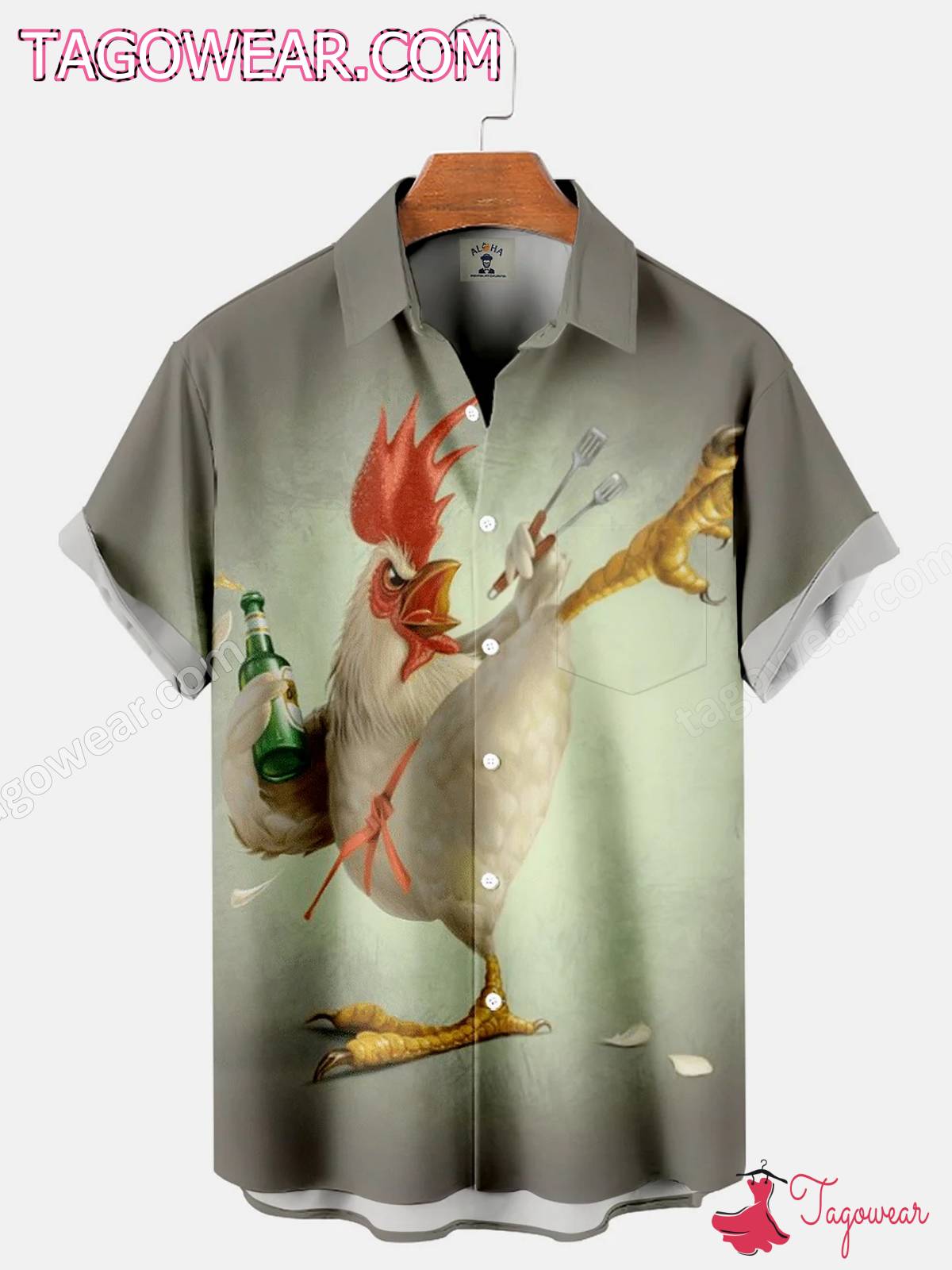 Kung Fu Chicken And Beer Funny Hawaiian Shirt
