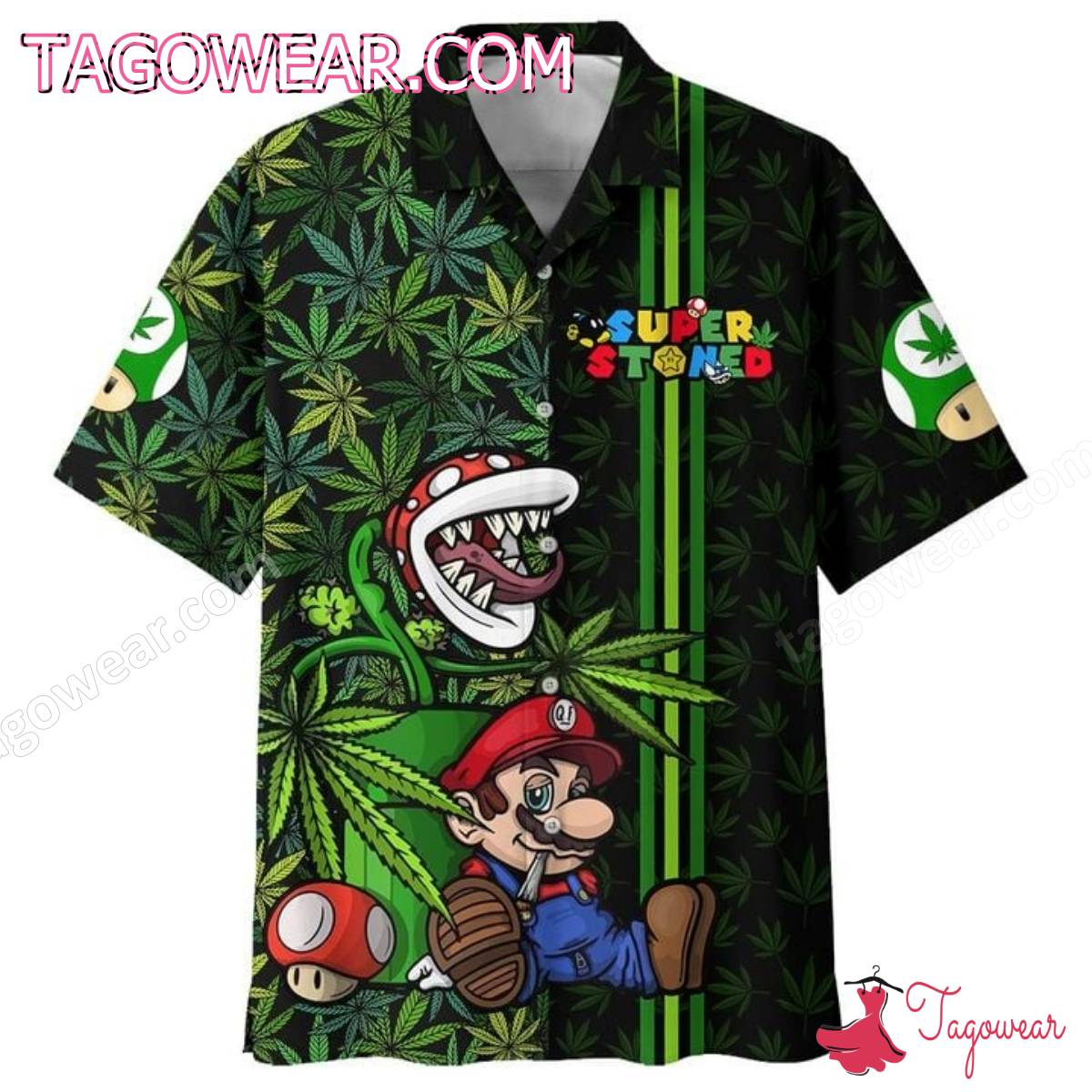Mario Super Stoned Weed Hawaiian Shirt a