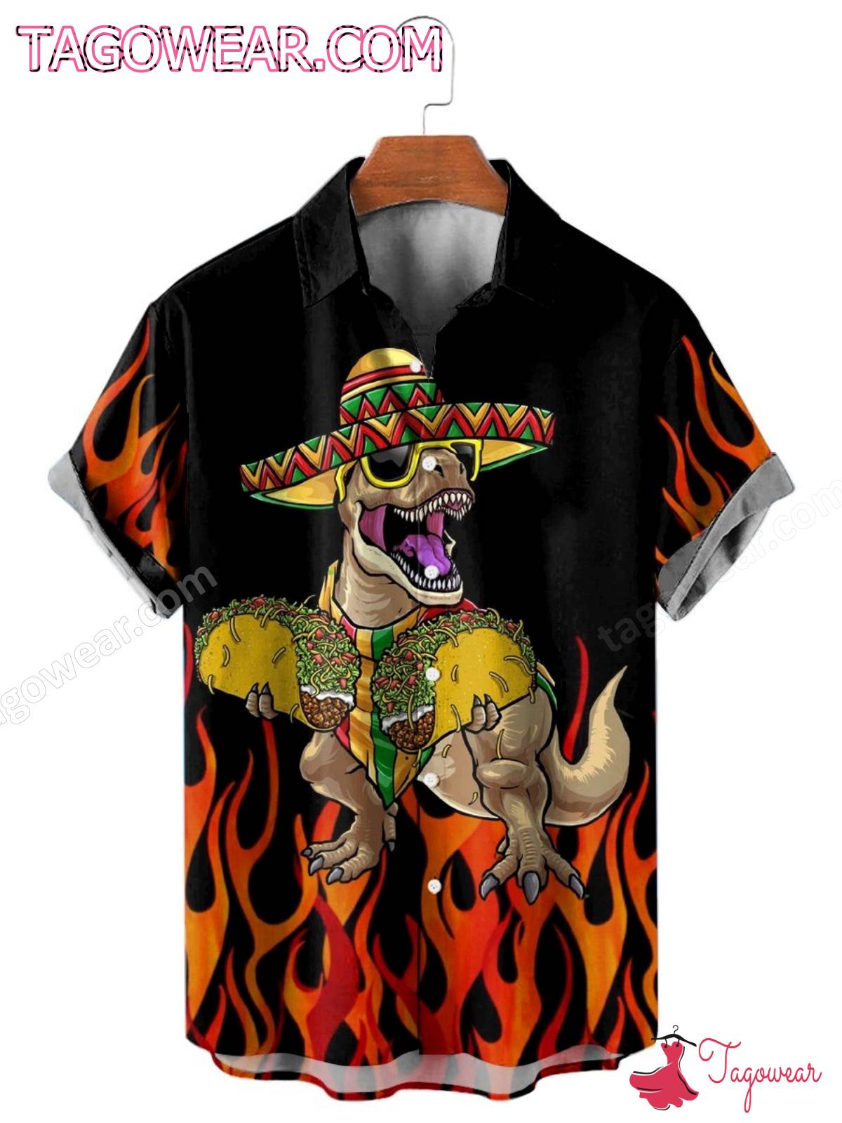 Mexico Dinosaur Flame Hawaiian Shirt