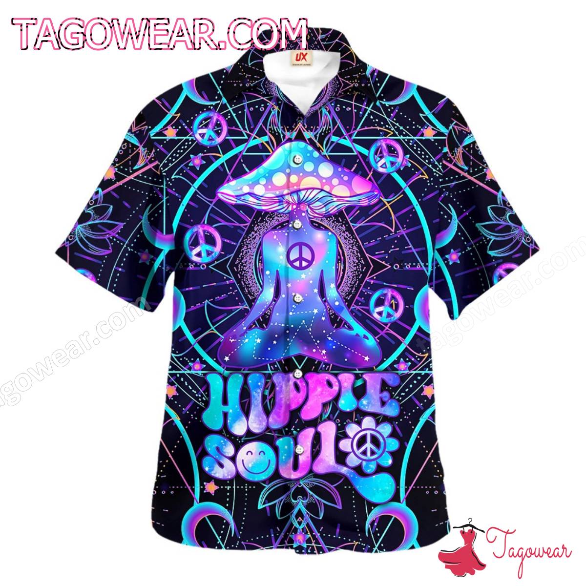 Mushroom Girl Yoga Hippie Soul Hawaiian Shirt