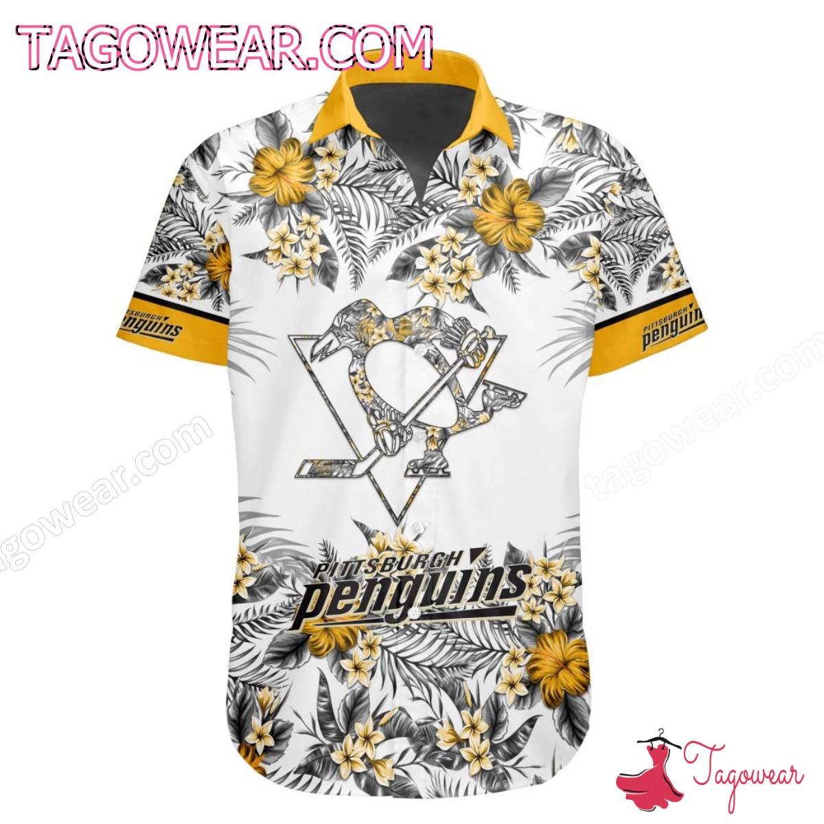 Nhl Pittsburgh Penguins Tropical Floral Hawaiian Shirt a