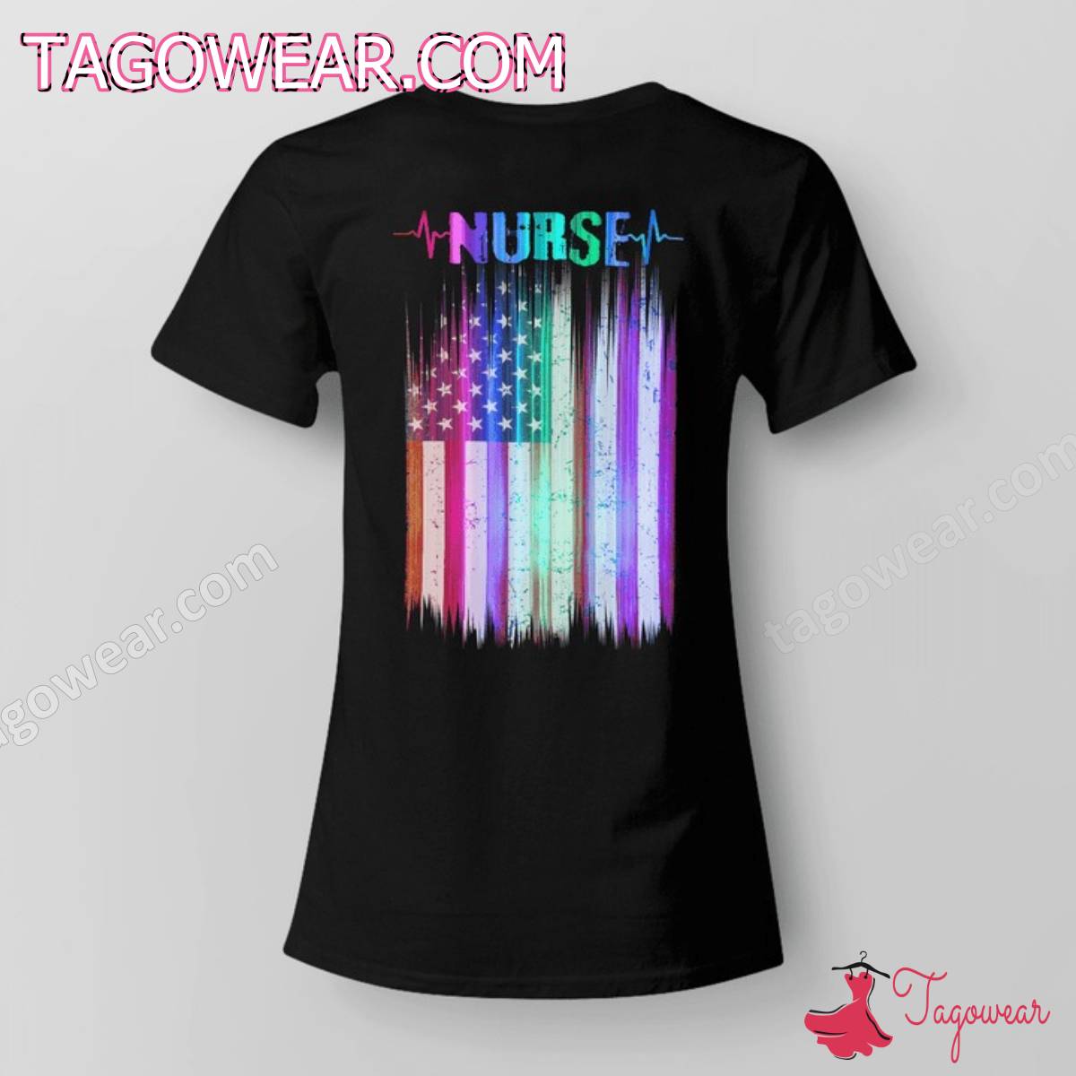 Nurse Colorful American Flag Shirt a