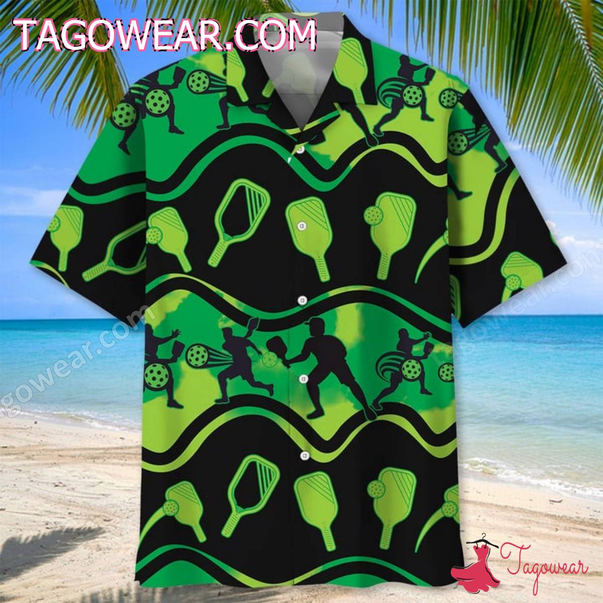 Pickleball Green Neon Hawaiian Shirt