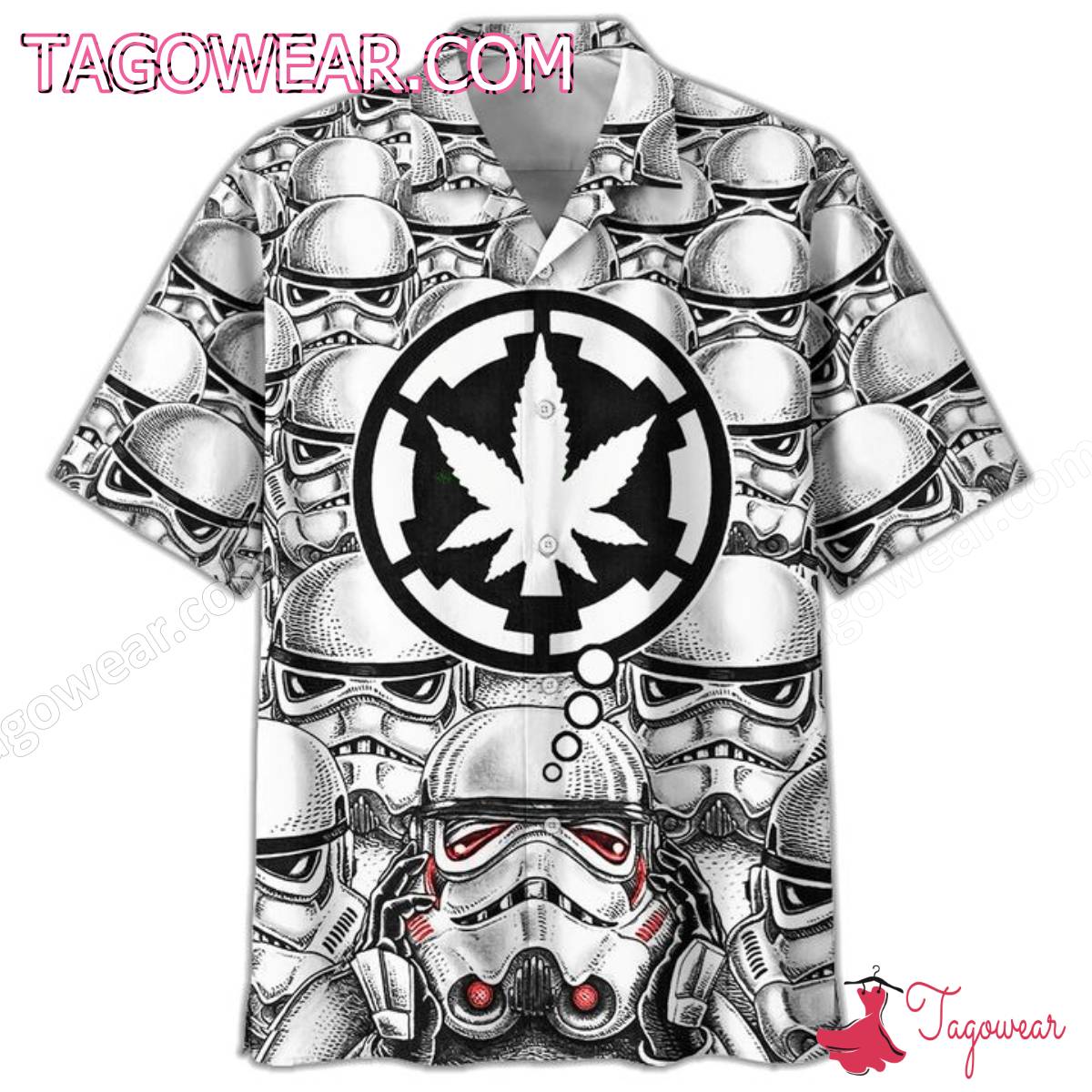 Star Wars Stormtrooper Face Mask Weed Hawaiian Shirt a