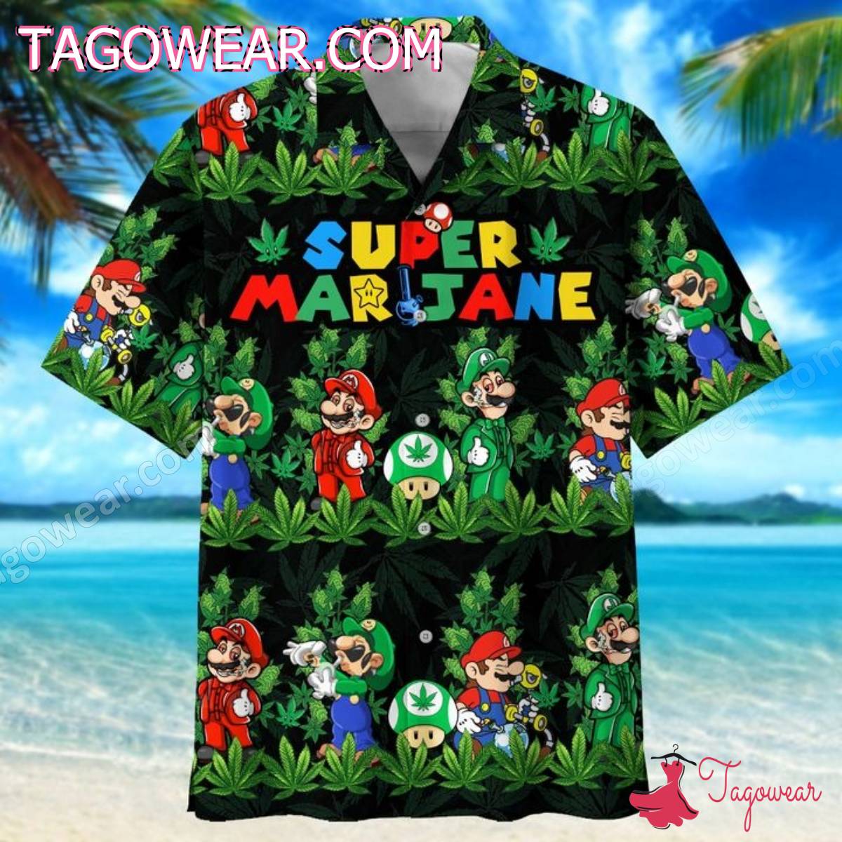 Super Marijane Mario Weed Hawaiian Shirt a