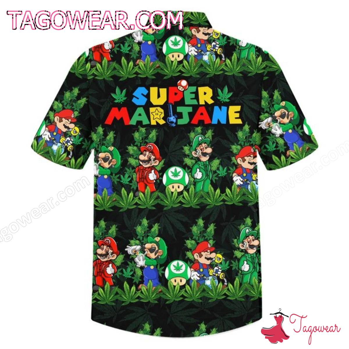 Super Marijane Mario Weed Hawaiian Shirt c