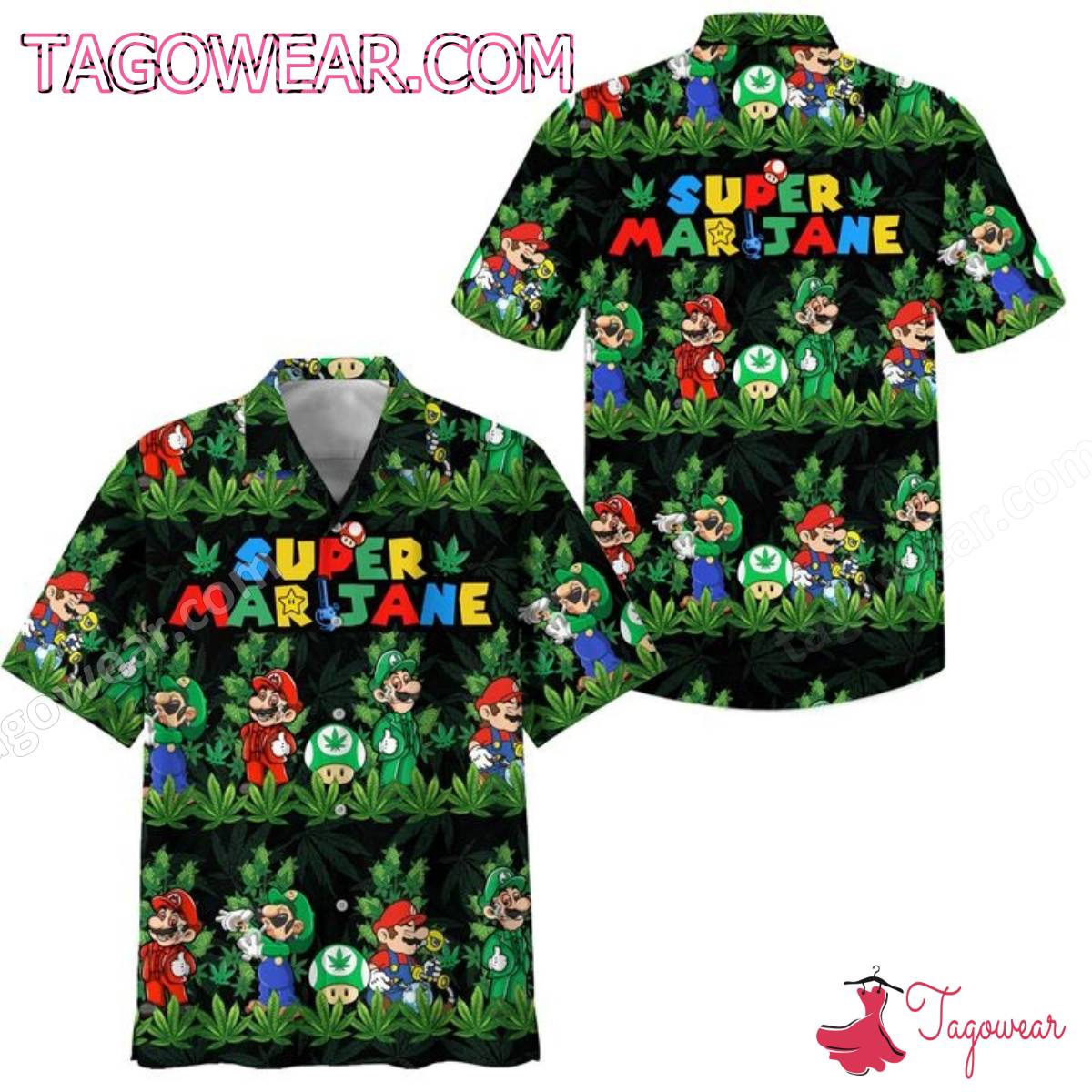 Super Marijane Mario Weed Hawaiian Shirt