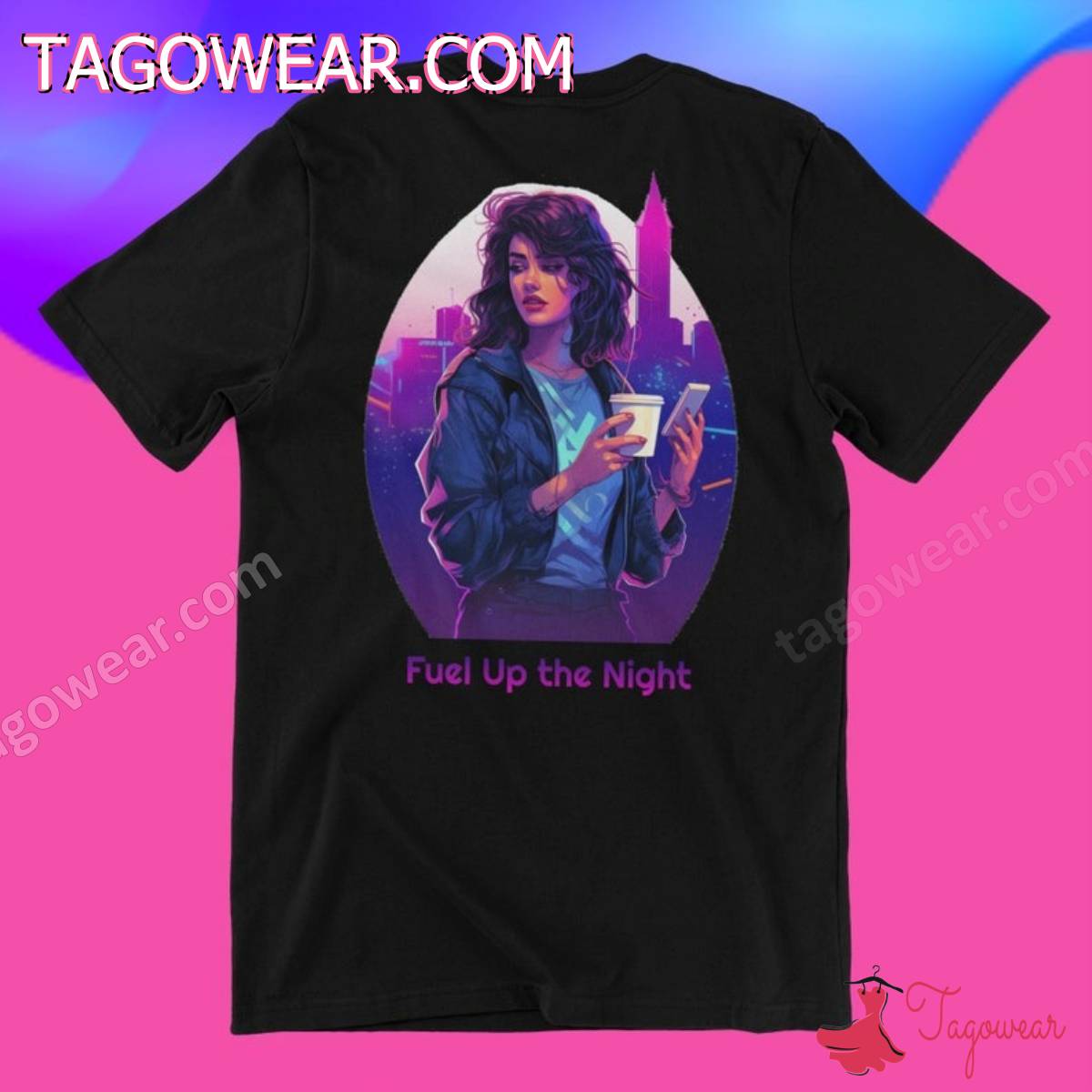Synthwave Coffee Girl Fuels Up The Night Shirt