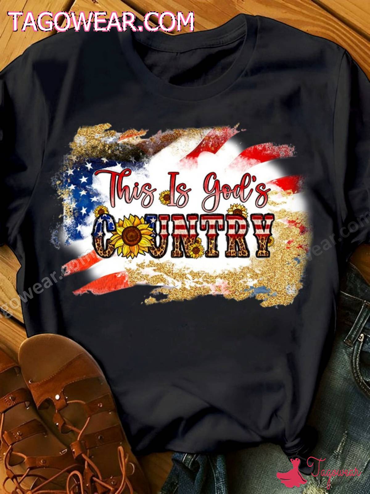 This Is God's Country 4th Of July American Flag Sunflower Shirt