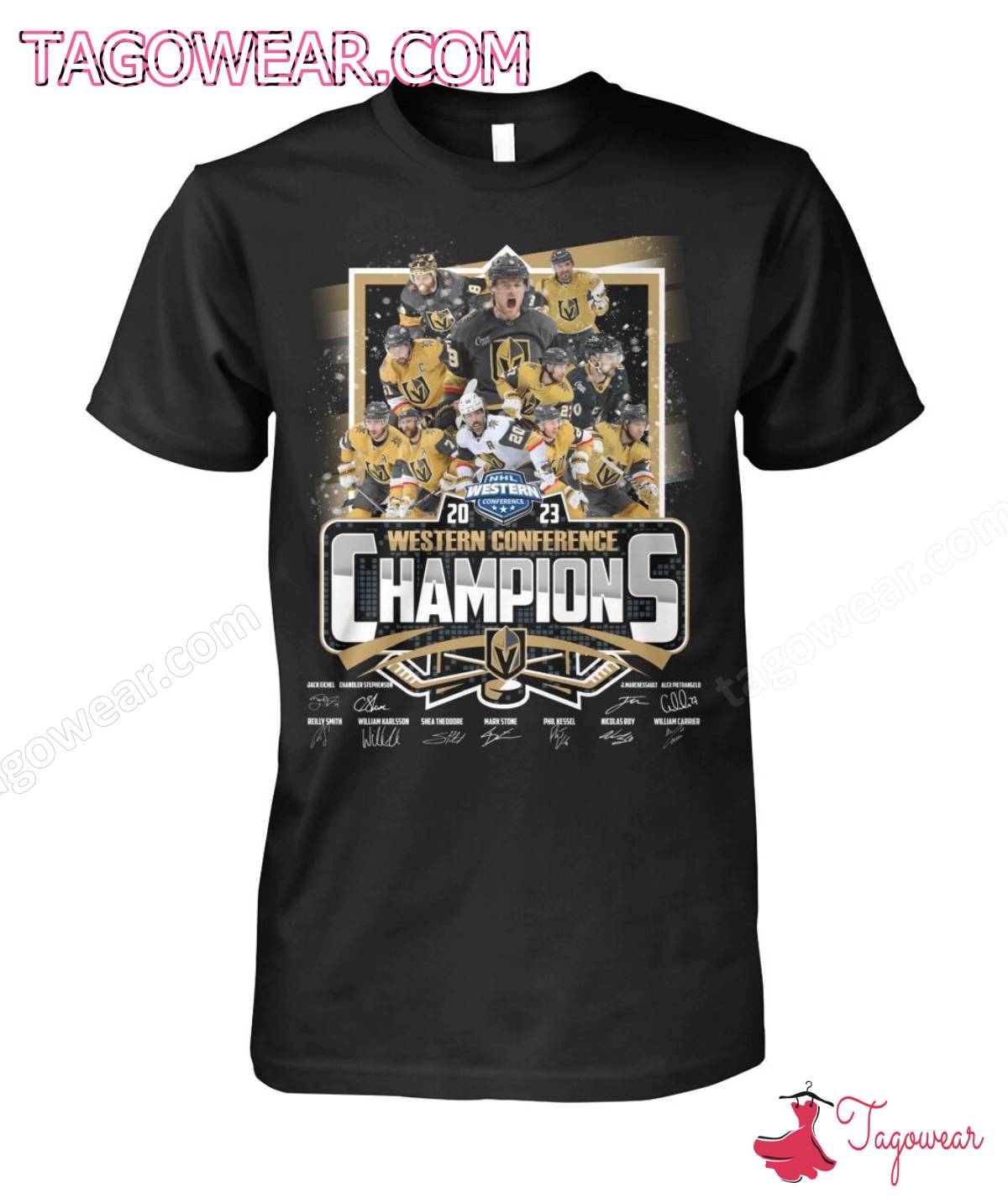 Vegas Golden Knights 2023 Western Conference Champions Signatures Shirt