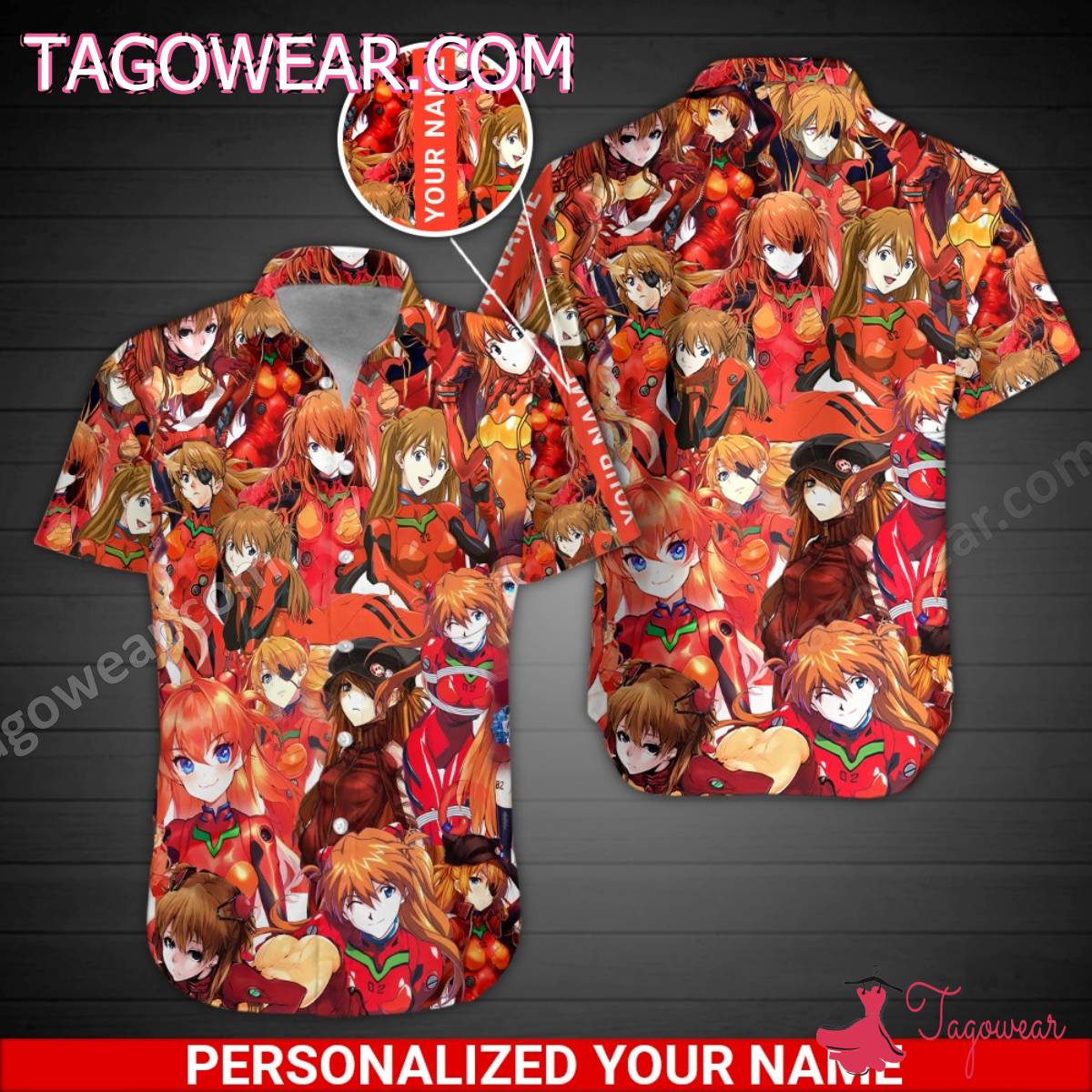Anime Asuka Langley Soryu Personalized Hawaiian Shirt