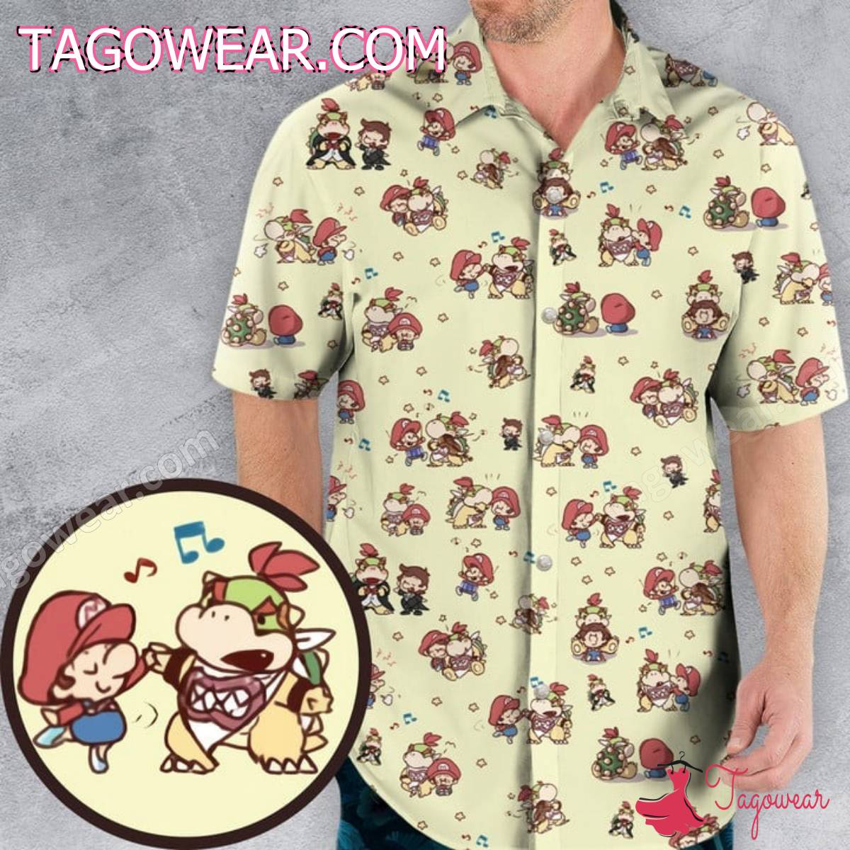 Bowser And Mario Enjoy Music Hawaiian Shirt