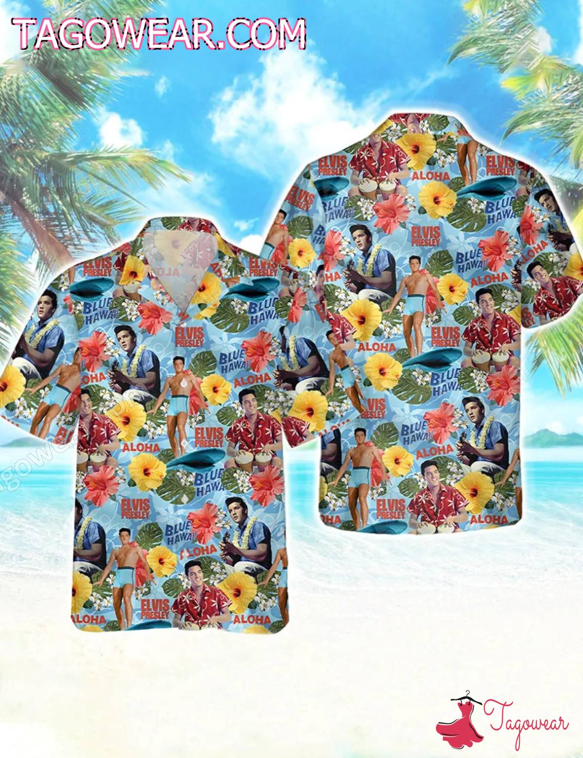 Elvis Presley Aloha Blue Hawaii Hawaiian Shirt