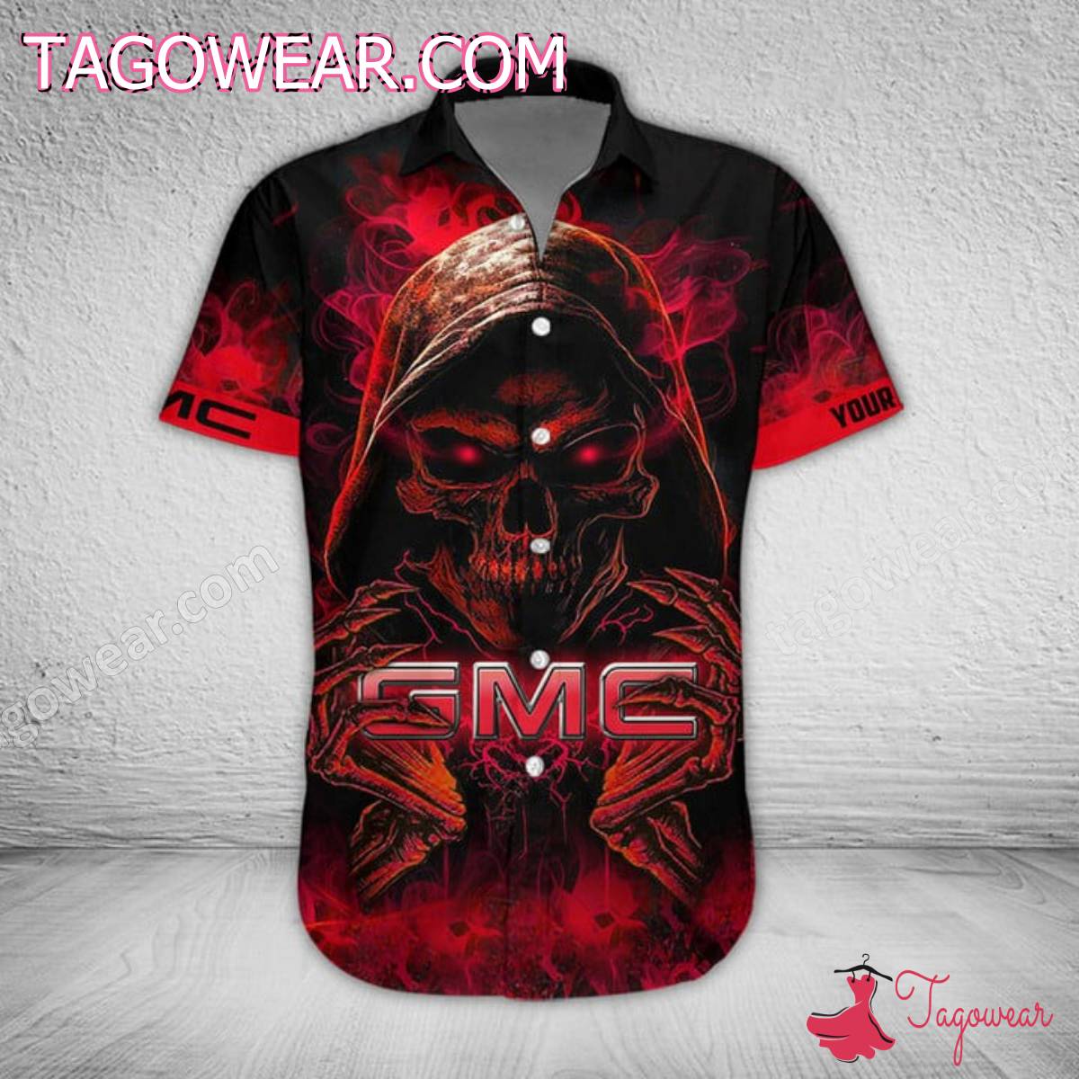 Gmc Skull Smoking Abstract Personalized Hawaiian Shirt a