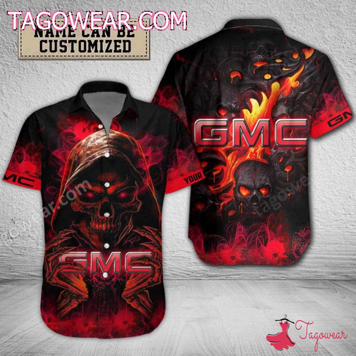 Gmc Skull Smoking Abstract Personalized Hawaiian Shirt