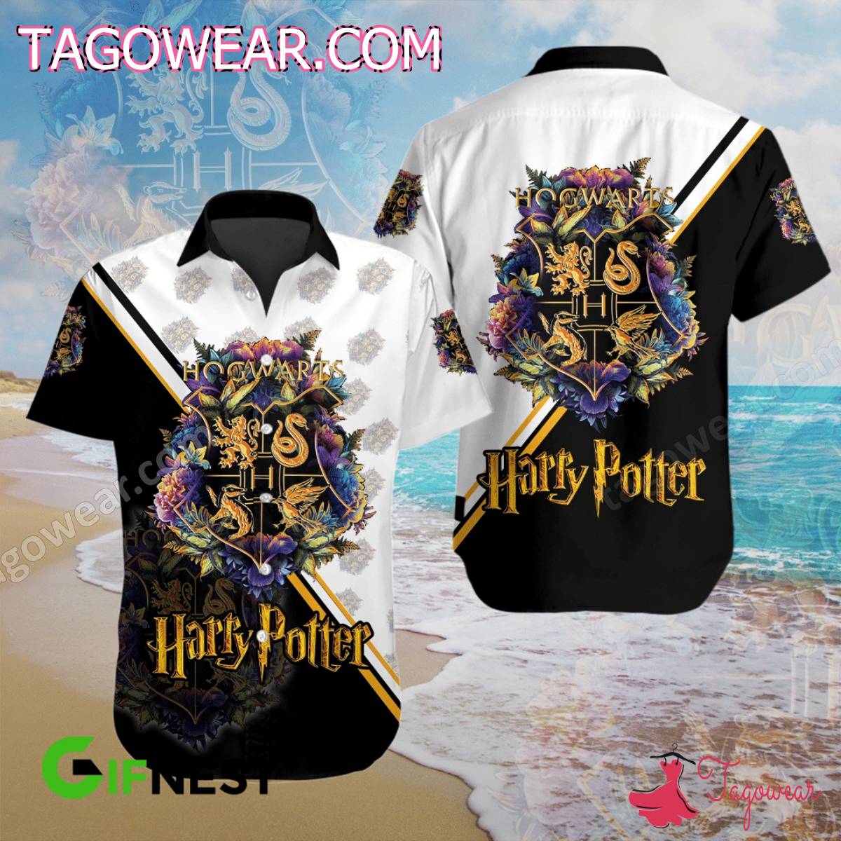 Harry Potter Hogwarts Flower Hawaiian Shirt