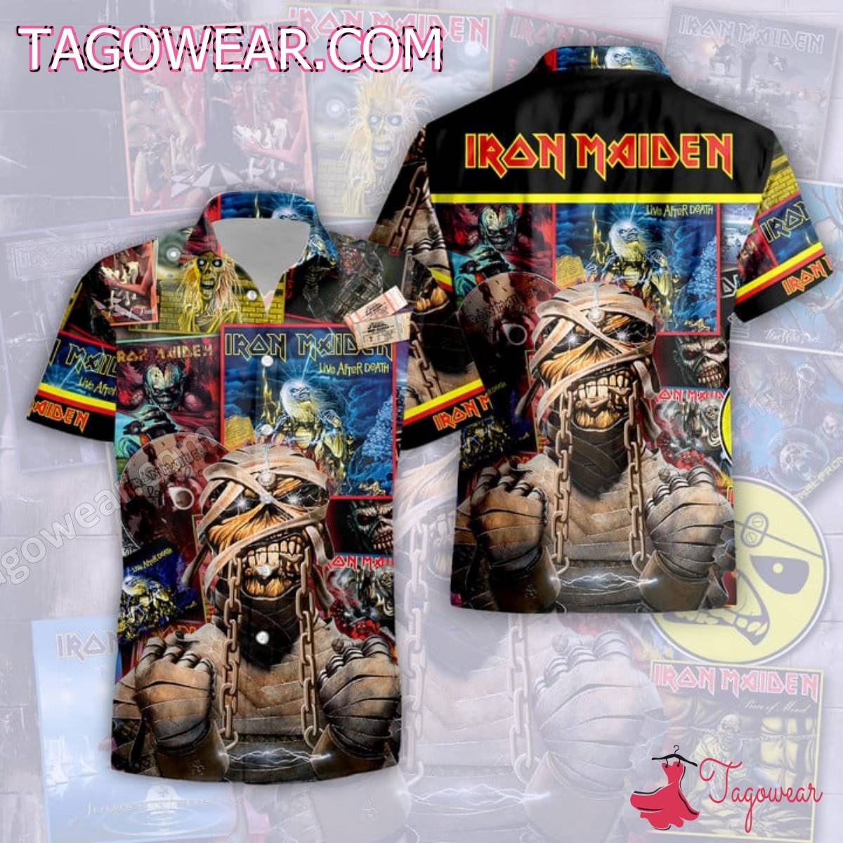Iron Maiden Album Cover Collage Art Hawaiian Shirt - Tagowear